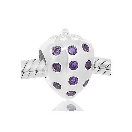 ABALORIOS FRESA CON PIEDRAS MORADAS PAP636