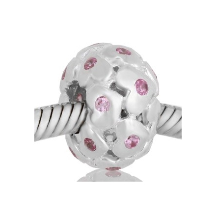 ABALORIO CORAZONES PIEDRAS ROSA PAP313b