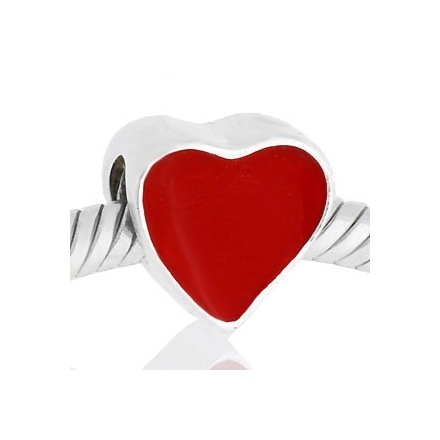 ABALORIOS CORAZON CON ESMALTE ROJO PAP569-rojo