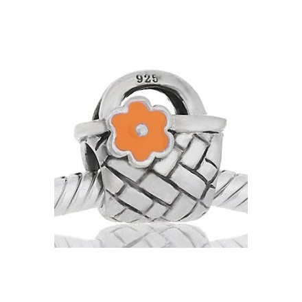 ABALORIOS BOLSO FLOR ESMALTE NARANJA PAP639