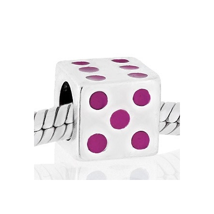 ABALORIO DADO ESMALTE ROSA PAP105-rosa