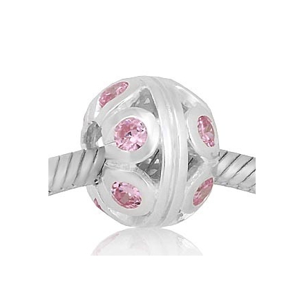 ABALORIO REDONDO PIEDRAS ROSA PAP628b