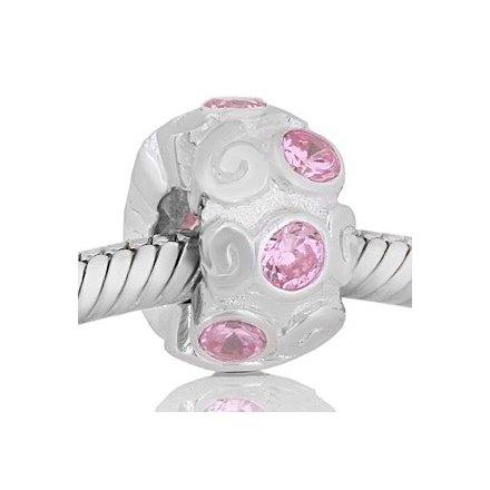 ABALORIO ESPIRALAS CON PIEDRAS ROSA PAP98b