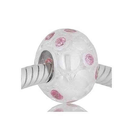 ABALORIO REDONDO PUNTOS Y PIEDRAS ROSA PAP584b