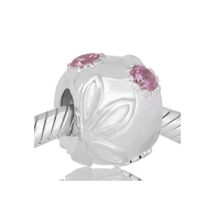 ABALORIOS REDONDO FLOR PIEDRAS ROSA PAP257a