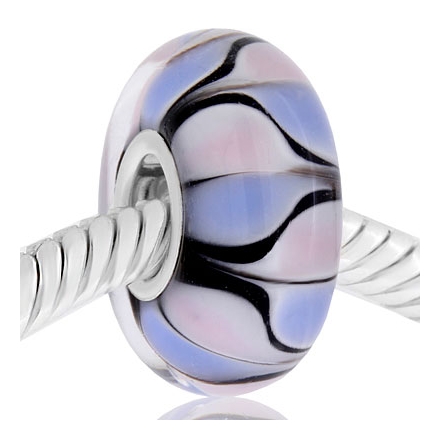 CRISTAL de MURANO azul flor blanca
