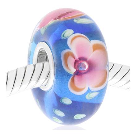 CRISLTAL de MURANO azul con flores
