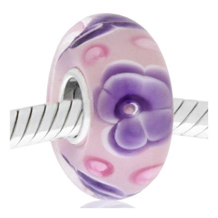 CRISTAL de MURANO puntos rosa y blanco