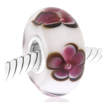 Cristal de murano blanco flores