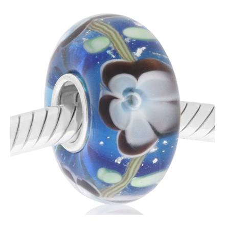 cristal de murano azul marino flor gris