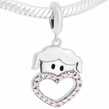 colgante niña asomada en corazon