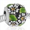 Abalorio Flores con hojas esmalte verde
