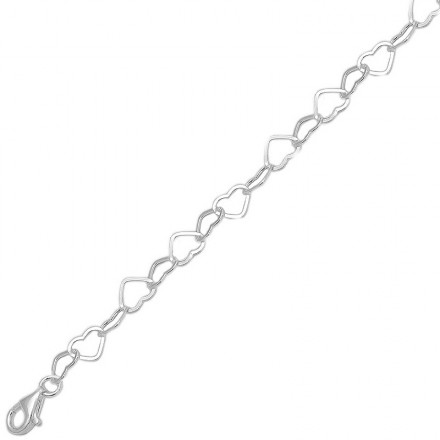 Cadena de plata corazones