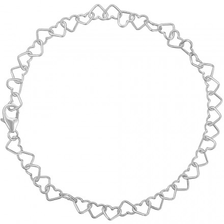 PULSERAS DE PLATA CORAZONES 20 cm. CAP08-20