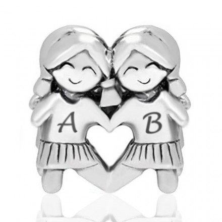 Abalorio amistad, amigas, dos niñas