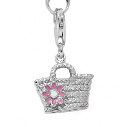 COLGANTE CHARM BOLSO FLOR ROSA - 289-rosa