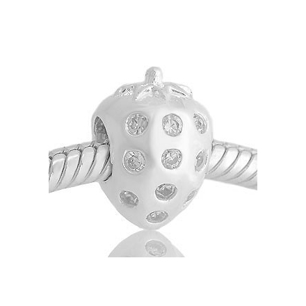 ABALORIOS FRESA CON PIEDRAS BLANCOS PAP398